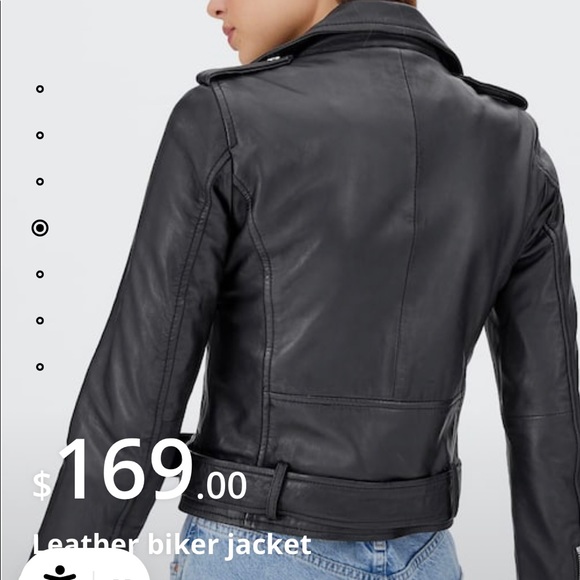 *NEW* Stradivarius Leather Biker Jacket: Never worn. 100% Leather - Picture 3 of 9